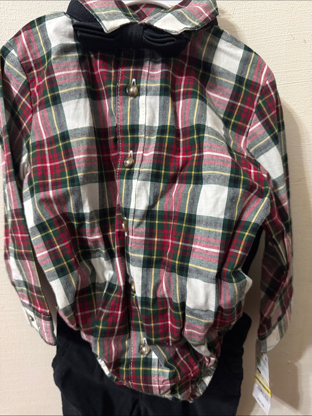 Carter's Red, Green and White Plaid Button-Down Shirt with pants.